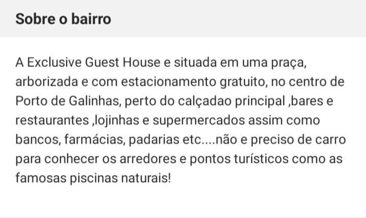 Exclusive Guest House Pôrto das Galinhas Dış mekan fotoğraf