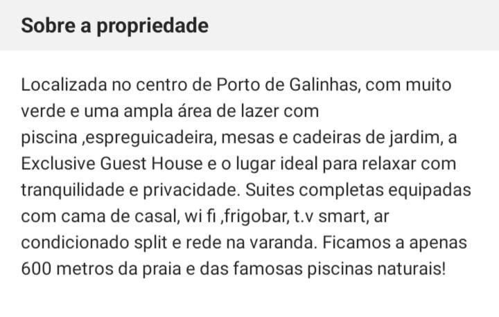 Exclusive Guest House Pôrto das Galinhas Dış mekan fotoğraf